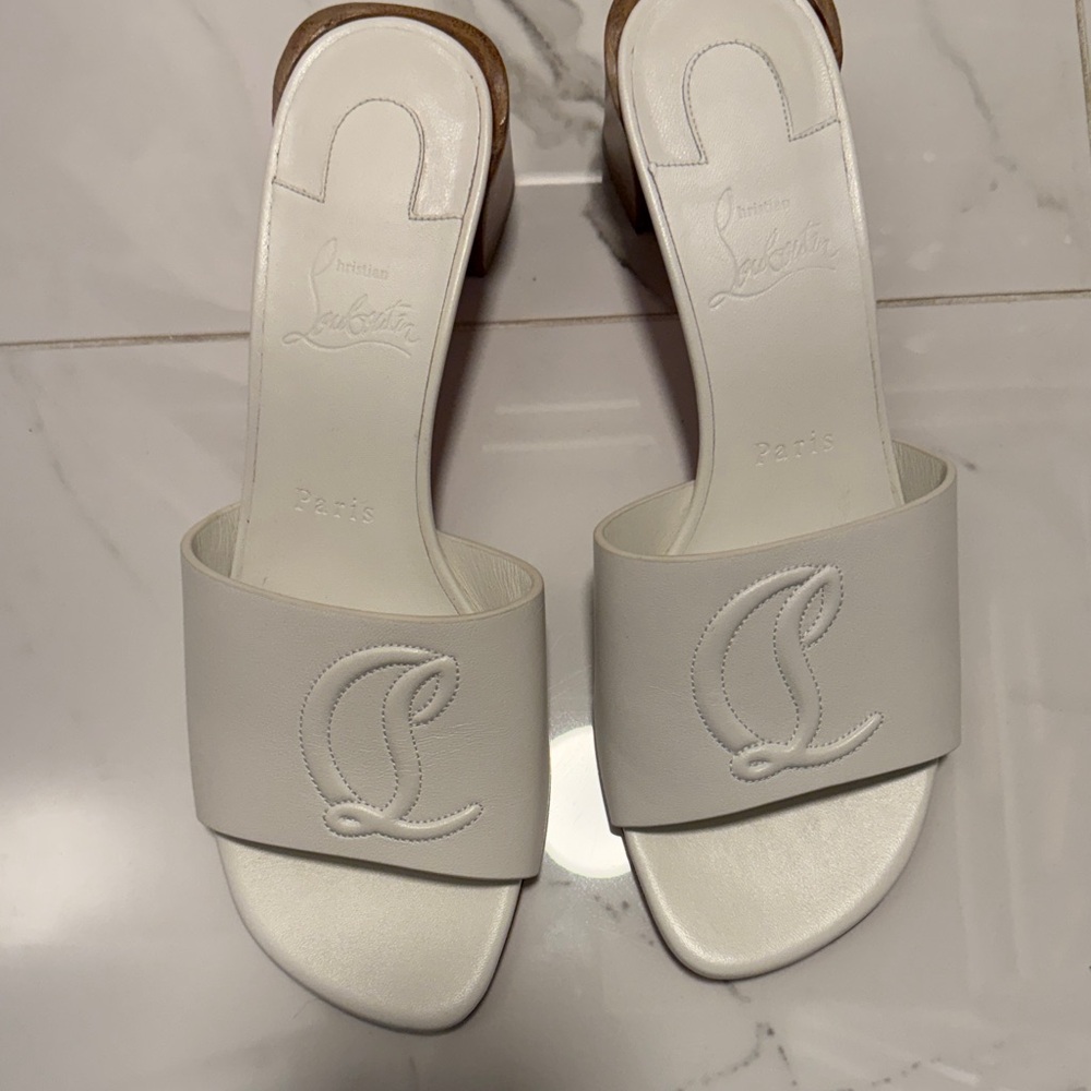 Christian Louboutin White Mules